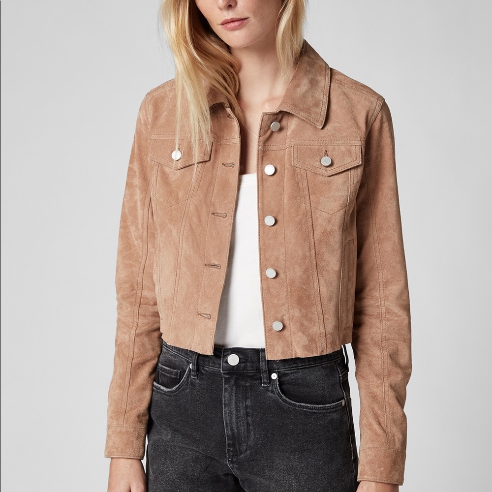 BLANKNYC DENIM Crop Suede Trucker Jacket